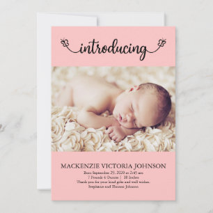 Inledning av Flicka med Butterflies Rosa Birth Meddelande