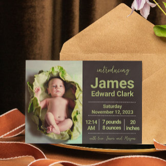 Inledning av födelsebesked med foton inbjudningar