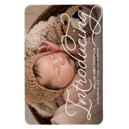 Inledning av foto Modern Calligraphy Birth i Baby Magnet