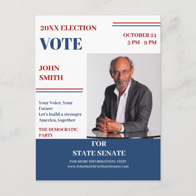 Inledning av kandidatlandet Politiska Kampanj Vykort (Framsida)