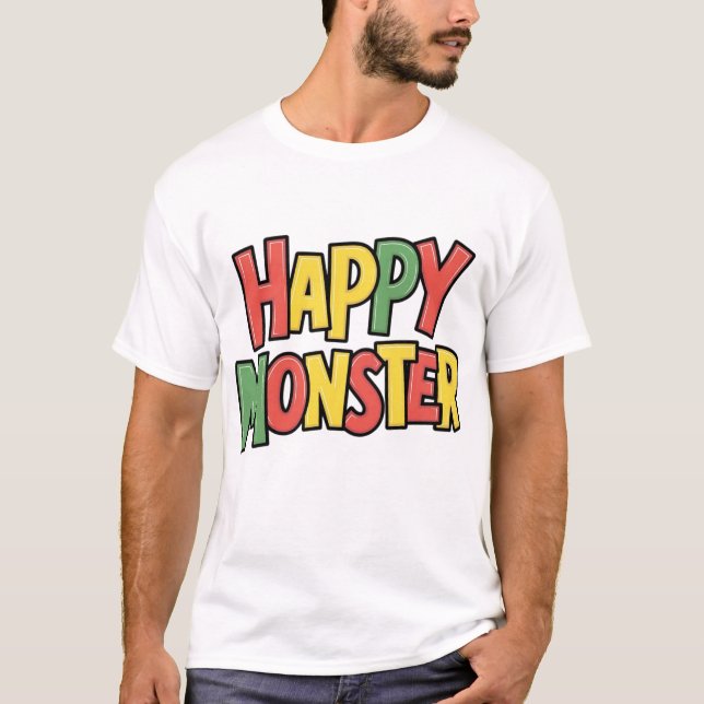 Inledning av Lycklig Monster T-Shirt-💩 👕 T Shirt (Framsida)
