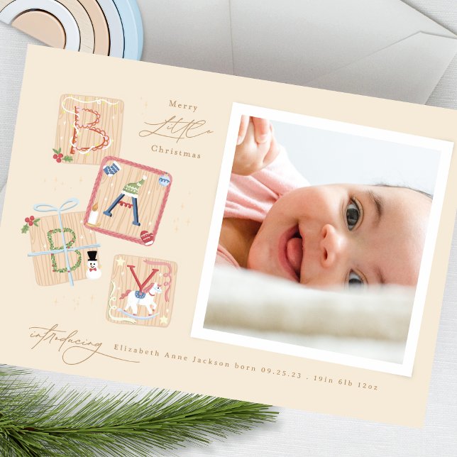 Inledning av min första födelsedag i God jul Baby Julkort (Skapare uppladdad)