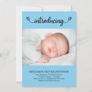 Inledning av Pojke med Butterflies Blue Birth Meddelande