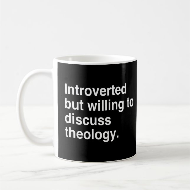 Inledning men vilja diskutera teologi kaffemugg (Vänster)