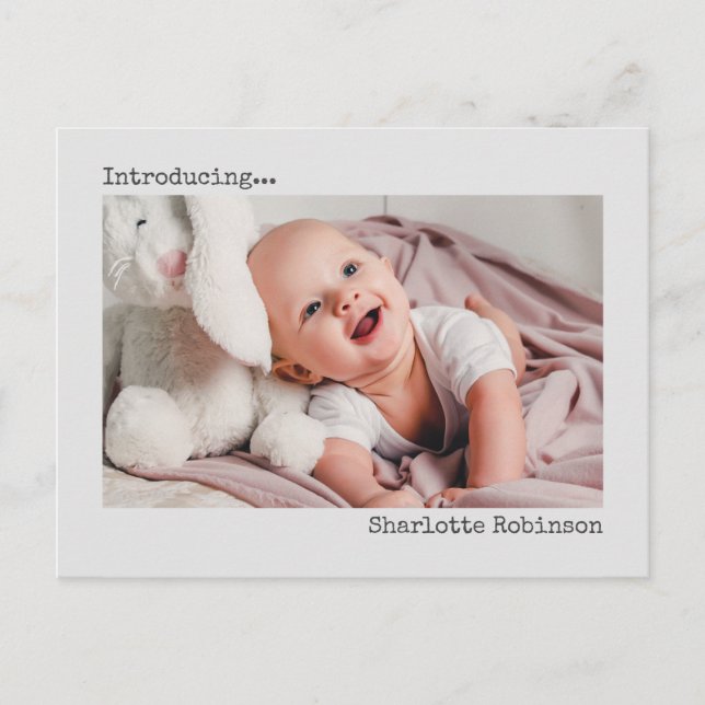 Inledning | Minimalistiskt foto Nyfödd bebis Vykort (Framsida)