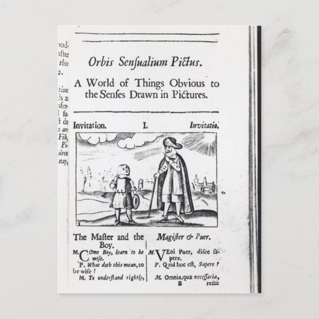 Inledning till "Orbis Sensualium Pictus" Vykort (Framsida)
