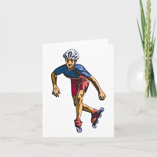 Inline Skatare Cool Retro Rollerblading Kort (Skapare uppladdad)