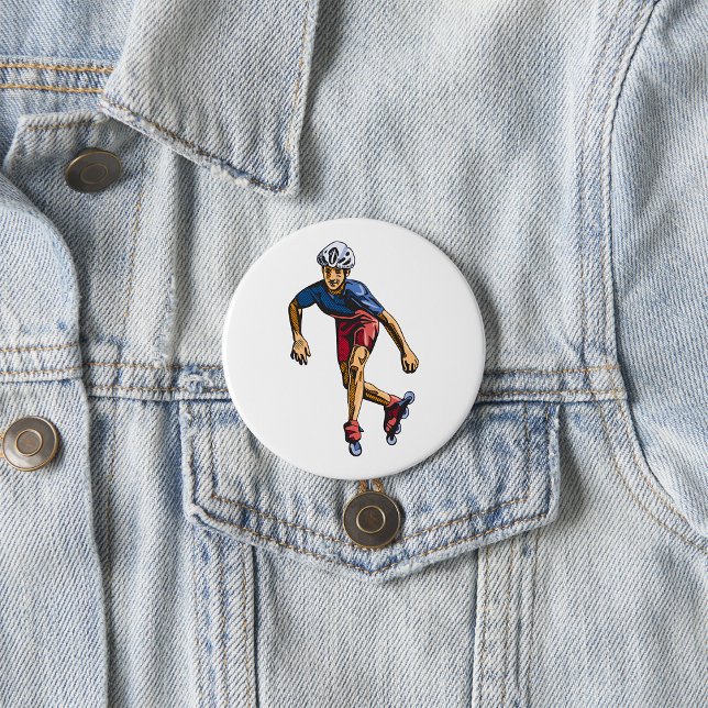 Inline Skater Cool Retro Rullskridskoåkning Knapp (Skapare uppladdad)