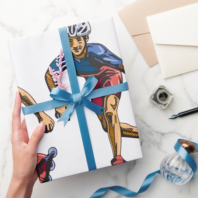 Inline Skater Cool Retro Rullskridskoåkning Presentpapper (Skapare uppladdad)