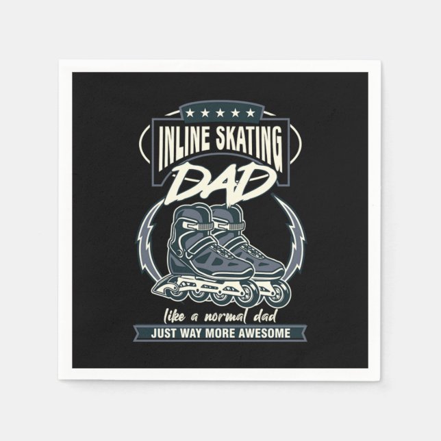 Inline Skating Pappa Far Rollerblading Roller Ska Pappersservett (Framsidan)