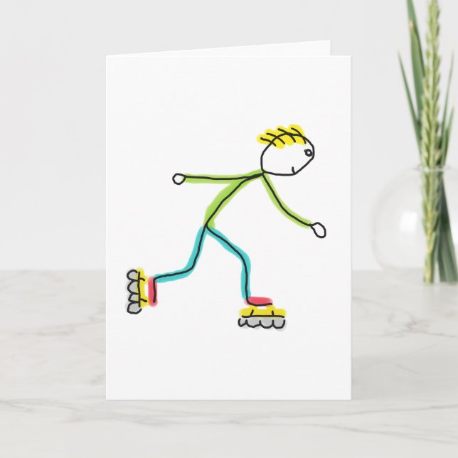 Inline Skating Stickman Kort (Framsida)