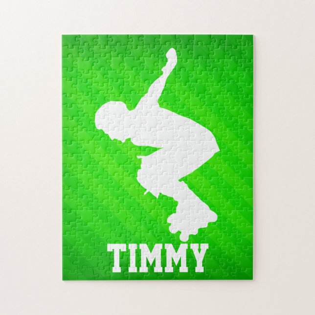 Inline Sking; Neon Grönt Rand Pussel (Vertikal)