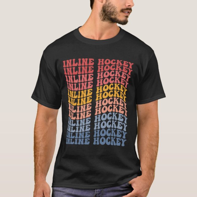 Inlinehockey Groovy Retro Sport  T Shirt (Framsida)