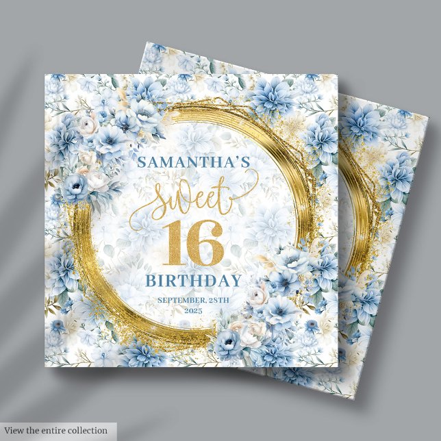 Inloggning av Classy Dusty Blue Sweet sixteen Gues Gästböcker (Classy Dusty Blue Sweet Sixteen Guest Sign In Book)