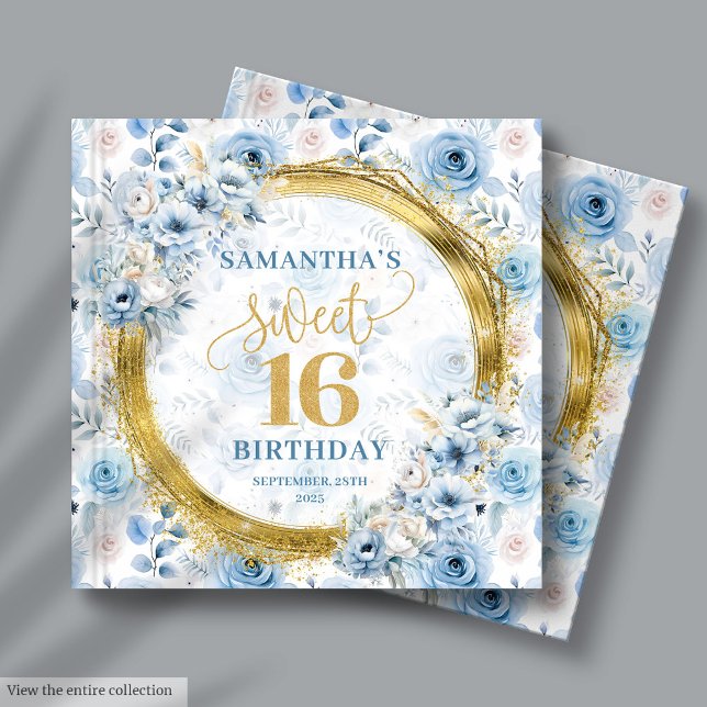 Inloggning av den vackra Pastel Blue Sweet sixteen Gästböcker (Beautiful Pastel Blue Sweet Sixteen Guest Sign In Guest Book)