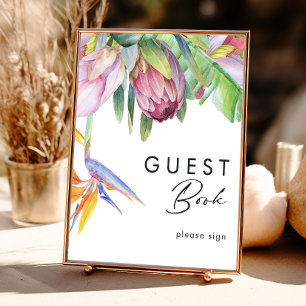 Inloggning av färgstark tropisk Blommigt Guest Bok Poster