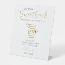 Inloggning i guld Calligraphy Jenga Guestbook Bröl