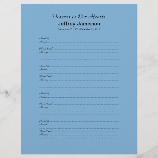 Inloggningssida för Memorial Bok 4 Namn per sida (Framsida)