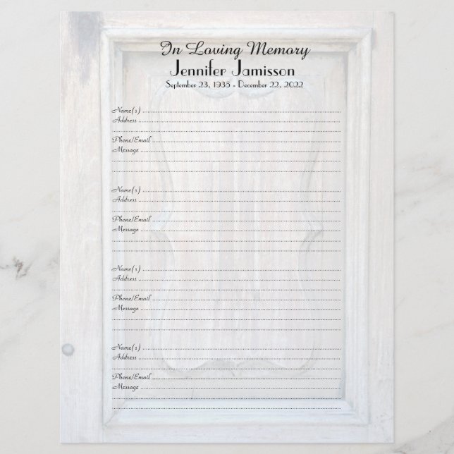 Inloggningssida för Memorial Bok - gamla trädörrar (Framsida)