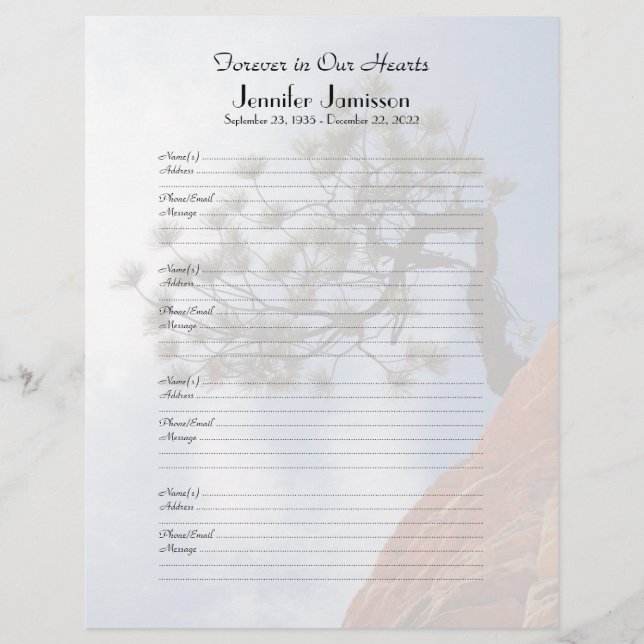 Inloggningssidan för Memorial Bok-fyllare Bonsai T (Framsida)