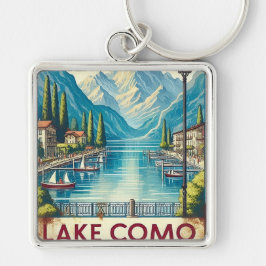 Inloggningsskylt för Sjö como italien Fyrkantig Silverfärgad Nyckelring