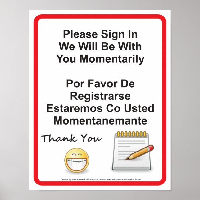 Inloggningsskylt för tandläkarOffice-patient Poster (Framsidan)