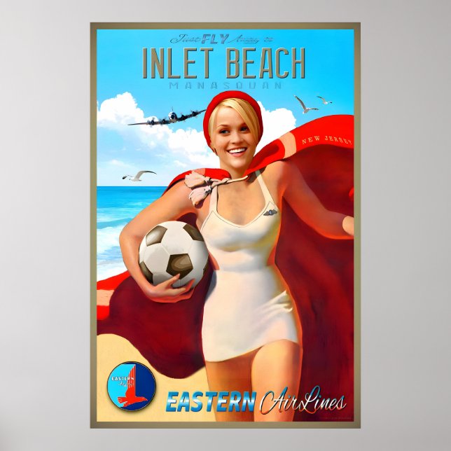 Inlopp Strand Manasquan New Jersey Eastern Air Lin Poster (Framsidan)