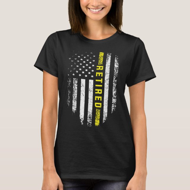 Inlöst 911 Dispatcher Thin Gult Line-Flagga T Shirt (Framsida)