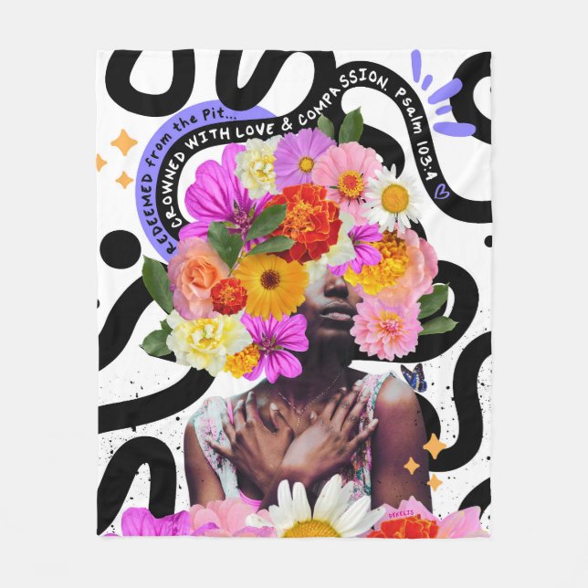 Inlösta och krökta, digitala samlingskonst, kriste fleecefilt (Framsidan)