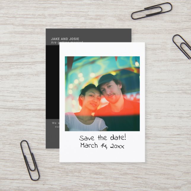 Inmatning av ögonblicksbild av bröllop spara datum visitkort (Fram/Back In Situ)