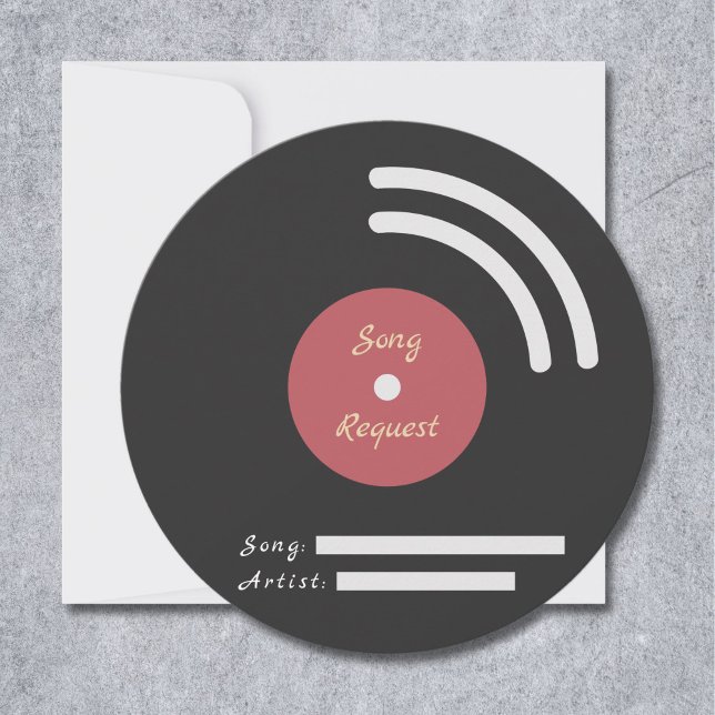Inmatningskort för ansökan om införande av vinylpo inbjudningar (Vinyl Record Wedding Song Request Insert Card )