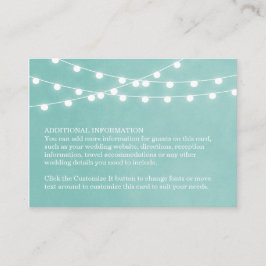 Inmatningskort för Aqua String Ljus Bröllop Tilläggskort
