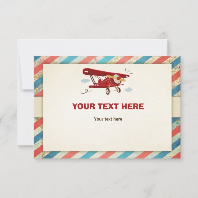 Inmatningskort för babyskor på flygplan Äventyr Inbjudningar (Framsida)