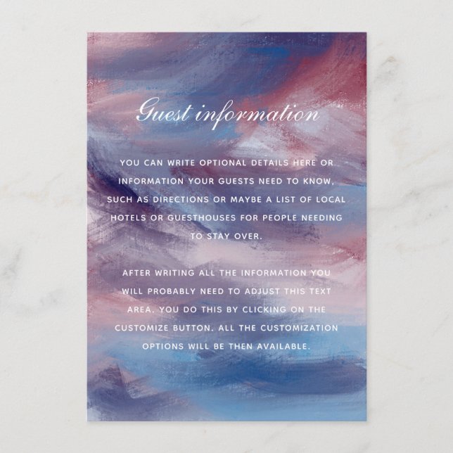 Inmatningskort för berrypink Lila Blue Artistic Br Tilläggskort (Framsida)