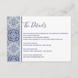 Inmatningskort för blå brickor bröllop tilläggskort