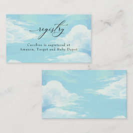 Inmatningskort för blå himmel Clouds Baby Shower-r Visitkort