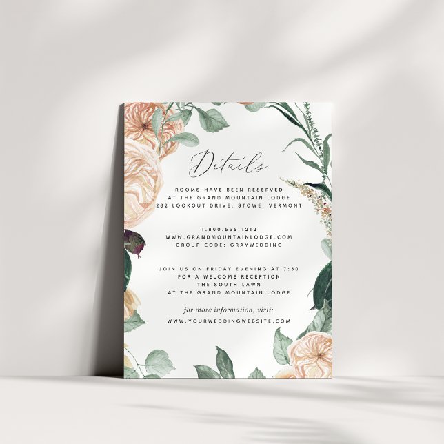 Inmatningskort för boho Blooms Bröllop gäst Tilläggskort (Skapare uppladdad)