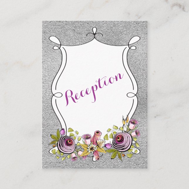 Inmatningskort för bröllop | Plum FAUX Silver Foil Tilläggskort (Framsida)
