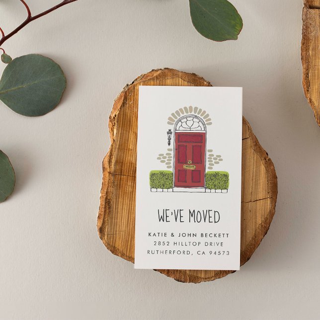 Inmatningskort för Flytta av röd dörr Visitkort (Skapare uppladdad)