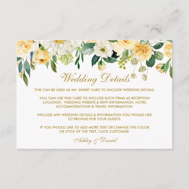 Inmatningskort för information om Blommigt Guld Br Tilläggskort (Framsida)