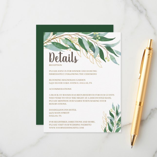 Inmatningskort för information om Elegant Löv Bröl Tilläggskort (Fram/Back In Situ)