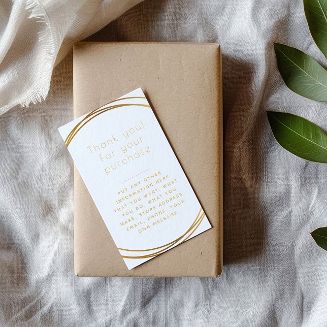 Inmatningskort för kundorder i Guld ringar. Tilläggskort (Gold rings insert Card for customer orders saying "Thank you for your purchase")