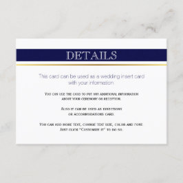 Inmatningskort för marint blått och vitt rand guld tilläggskort