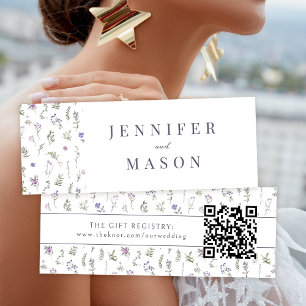 Inmatningskort för QR-register för Lavender blommi Litet Visitkort