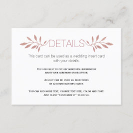 Inmatningskort för Ro glitter löv bröllop Tilläggskort