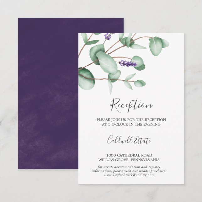 Inmatningskort för Rustik lavender & Eucalyptus Re Tilläggskort (Fram/baksida)
