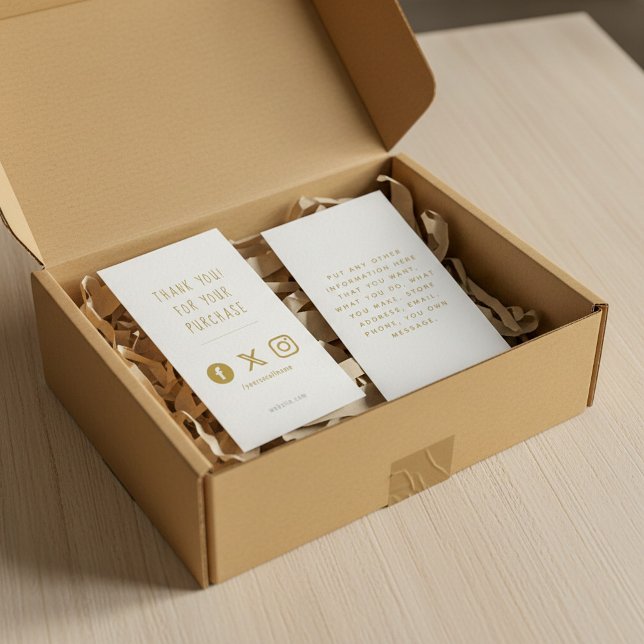 Inmatningskort för social, vitt och guld. tilläggskort (Social logos, white and gold order insert Card.)