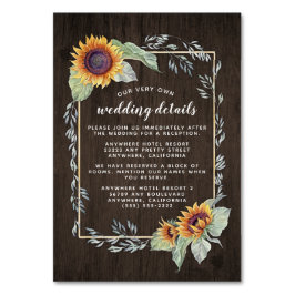 Inmatningskort för solrosrosa, rustiska vattenfärg bordsnummer