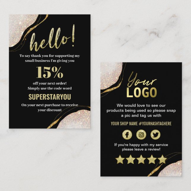 Inmatningskort för svart Guld i Professionell Visitkort (Fram/baksida)