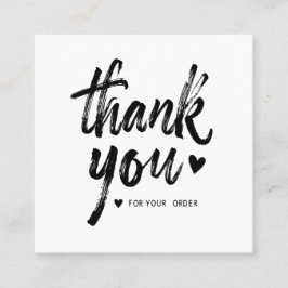 Inmatningskort för tack order fyrkantigt visitkort